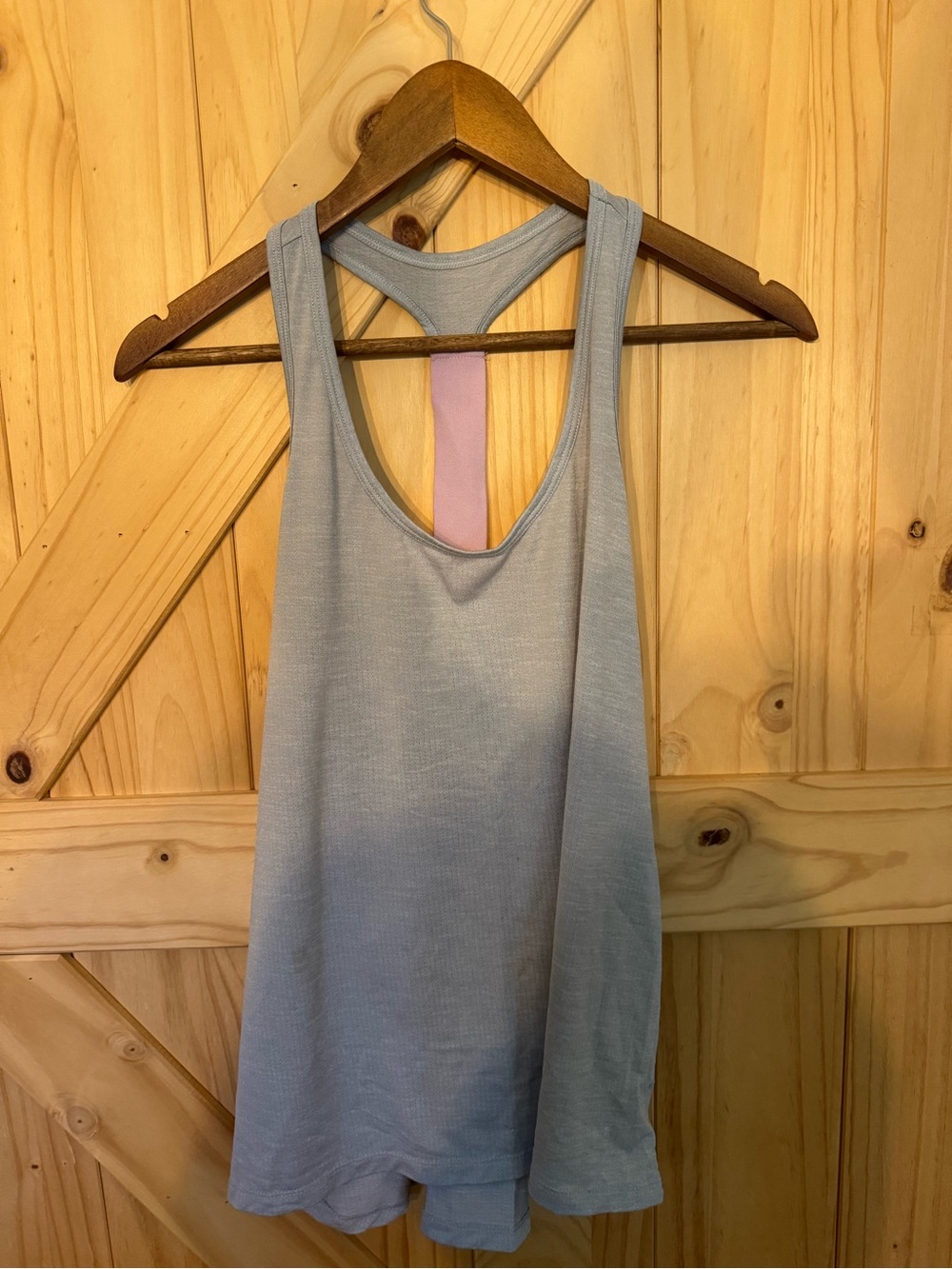 Old Navy Light Gray Racerback Tank with Purple Back Stripe - Women